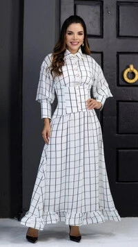 Vestido Longo Branco Nadir Corset Removível Gola Colarinho