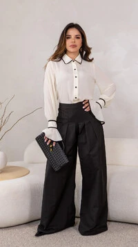 Calça Alfaiataria Lucia Sarja Corte Clássico Estruturado