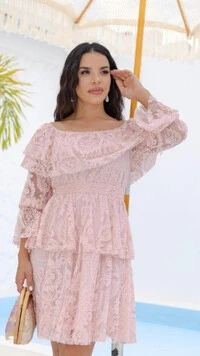 Vestido Curto Renda Janaína Saia Marias Ombro a Ombro