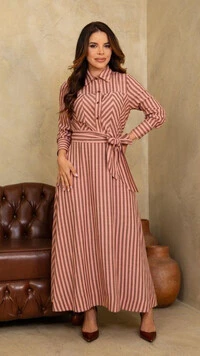 Vestido Midi Rosa Karine Viscose Gola