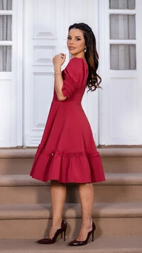 Vestido Curto Patrícia em Silk Spam Marsala