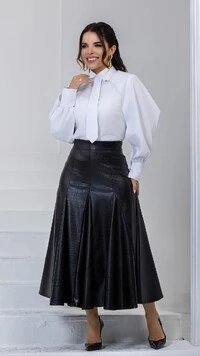 Camisa Verena em Tricoline com Gravata Removível Branca
