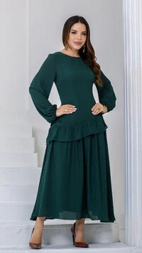 Vestido Longo Crepe Suzete Corset Babados Assimétricos