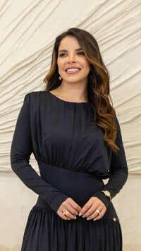 Vestido Midi Poliamida Camélia Drapeado Assimétrico