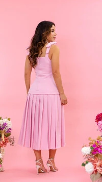 Vestido Midi Salopete Márvila Alfaiataria Decote Reto