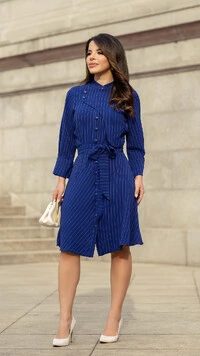 Vestido Curto Viscose Joaquina Acinturado com Botões