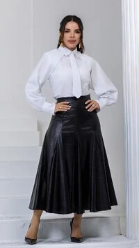 Camisa Verena em Tricoline com Gravata Removível Branca