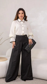 Calça Alfaiataria Lucia Sarja Corte Clássico Estruturado