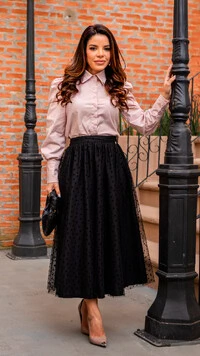 Camisa Zafira em Tricoline com Manga Longa Rosa