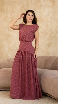 Vestido Longo de Festa Crepe Yanka Caimento Fluido