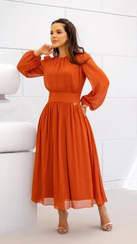 Vestido Max Midi Joquebede em Crepe com Cintura Marcada