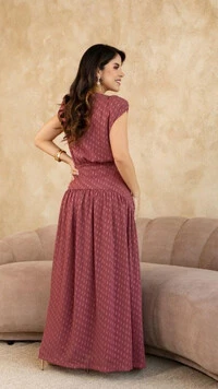 Vestido Longo de Festa Crepe Yanka Caimento Fluido