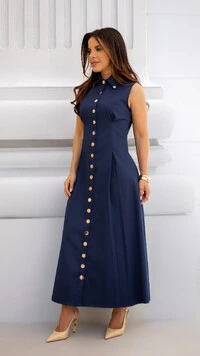 Vestido Max Midi Liliane em Alfaiataria Sarjada
