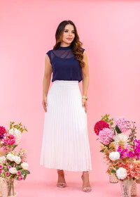 Blusa Hera em Alfaiataria com Manga Curta com Cintura Alta