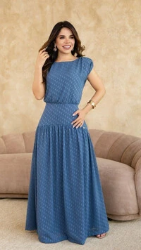 Vestido Longo de Festa Crepe Yanka Caimento Fluido