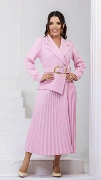 Vestido Midi Rosa Catrina Alfaiataria Gola Sobreposta