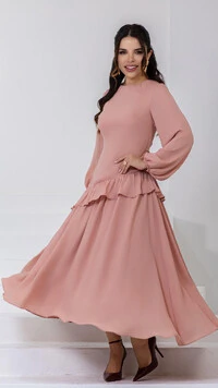 Vestido Longo Crepe Suzete Corset Babados Assimétricos