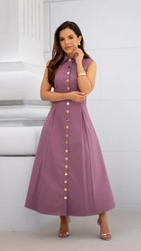 Vestido Max Midi Liliane em Alfaiataria Sarjada