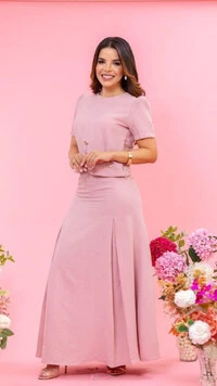 Conjunto Rachel em Crepe com Saia Evasê