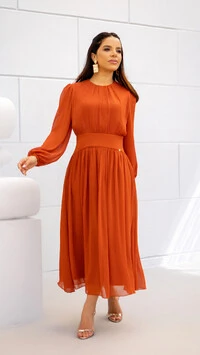 Vestido Max Midi Joquebede em Crepe com Cintura Marcada