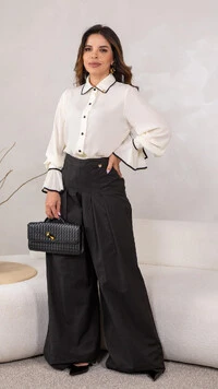 Calça Alfaiataria Lucia Sarja Corte Clássico Estruturado