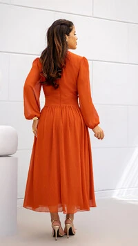 Vestido Max Midi Joquebede em Crepe com Cintura Marcada