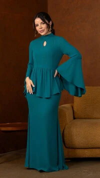 Vestido Longo Verde Tayane Crepe Gola Alta