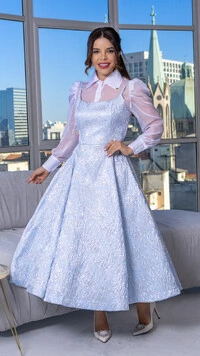 Vestido Max Midi Daniele com Alças e Modelagem Evasê