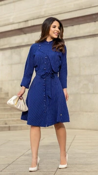Vestido Curto Viscose Joaquina Acinturado com Botões