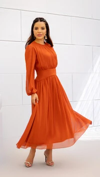 Vestido Max Midi Joquebede em Crepe com Cintura Marcada