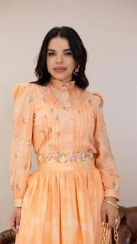 Camisa Adele Bordada em Algodão Manga Longa