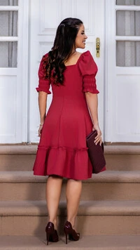 Vestido Curto Patrícia em Silk Spam Marsala