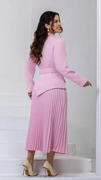 Vestido Midi Rosa Catrina Alfaiataria Gola Sobreposta