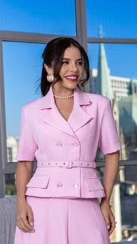 Conjunto Gaya com Saia Max Midi Verde Claro e Rosa Claro