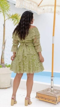 Vestido Curto Renda Janaína Saia Marias Ombro a Ombro
