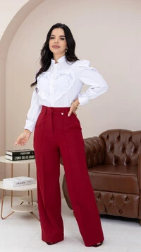 Calça Alfaiataria Andreia Vinco Central Poliéster Elastano
