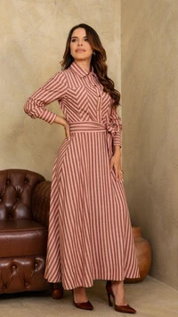Vestido Midi Rosa Karine Viscose Gola