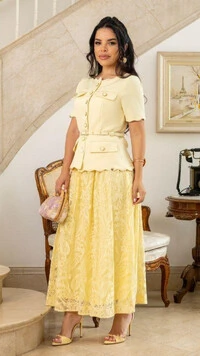 Saia Maxi Midi Celina em Renda Forrada