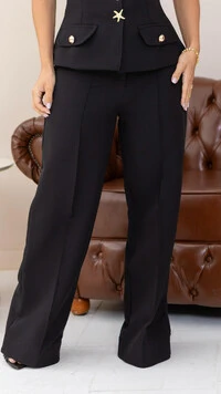 Calça Alfaiataria Andreia Vinco Central Poliéster Elastano