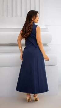 Vestido Max Midi Liliane em Alfaiataria Sarjada