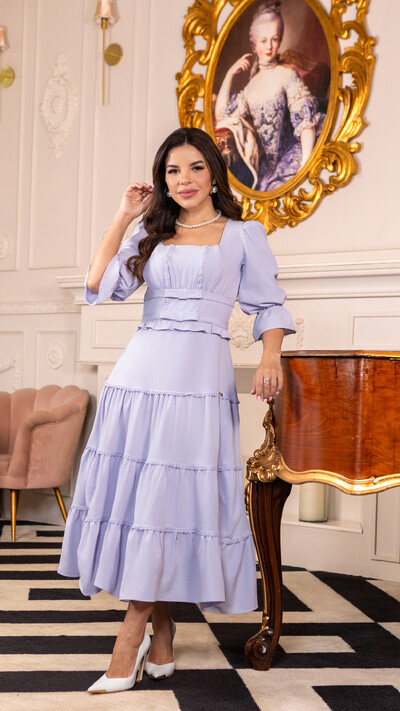 Foto Vestido Max Midi Kira com Entremeios e Laços