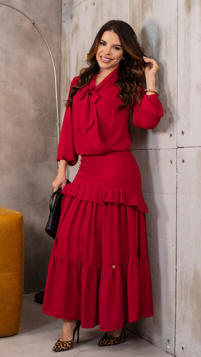 Foto Conjunto Rafa em Crepe com Blusa Transpassada