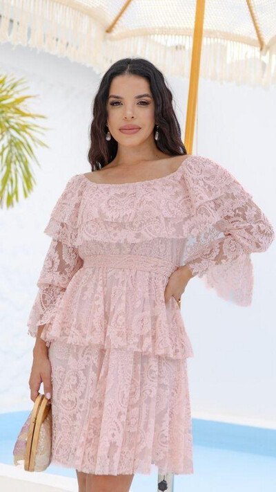 Foto Vestido Curto Renda Janaína Saia Marias Ombro a Ombro