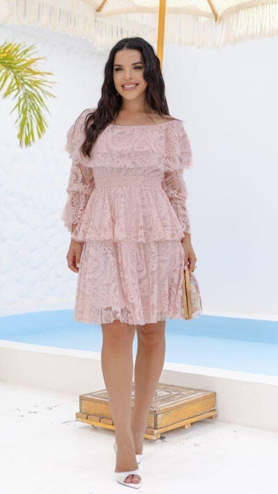 Foto Vestido Curto Renda Janaína Saia Marias Ombro a Ombro