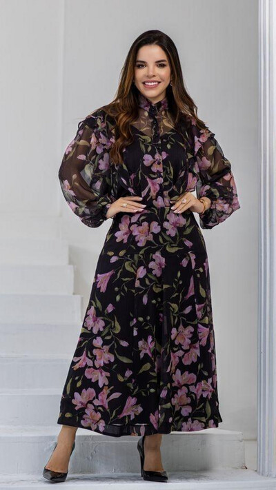 Foto Camisa Edite em Organza com Babados Manga Longa