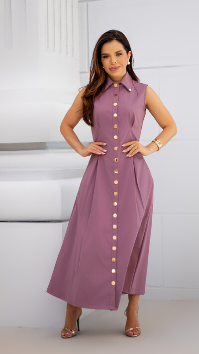 Foto Vestido Max Midi Liliane em Alfaiataria Sarjada