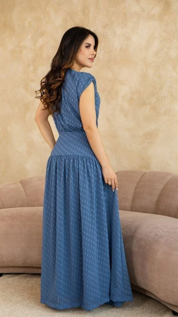 Vestido Longo de Festa Crepe Yanka Caimento Fluido