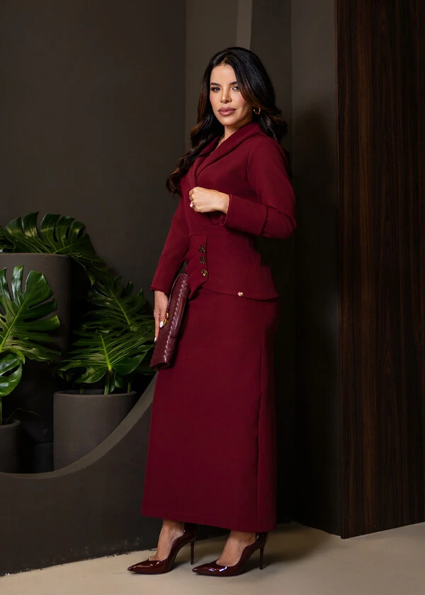 Vestido Max Midi Georgina em Alfaiataria com Corset