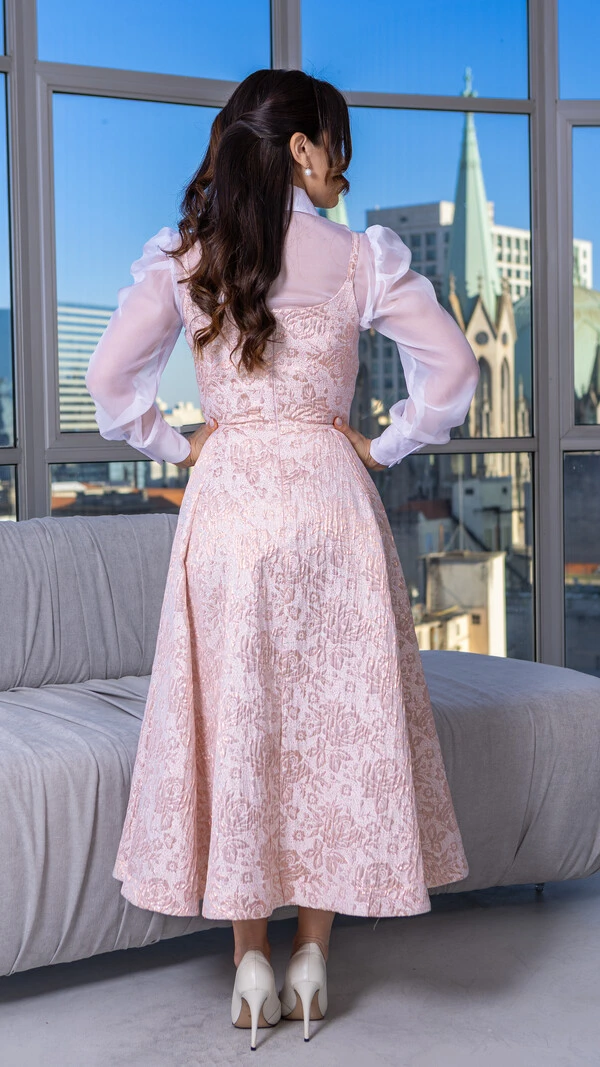 Vestido Max Midi Daniele com Alças e Modelagem Evasê