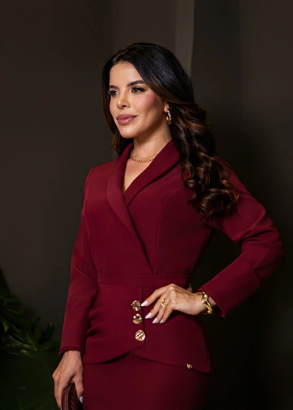 Vestido Max Midi Georgina em Alfaiataria com Corset